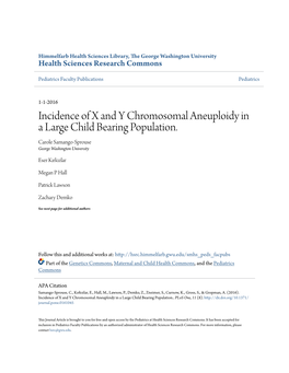 Incidence of X and Y Chromosomal Aneuploidy in a Large Child Bearing Population