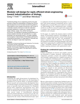 Modular Cell Design for Rapid, Efficient Strain Engineering Toward