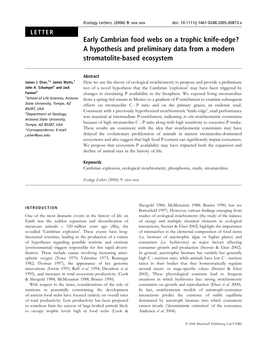 Early Cambrian Food Webs on a Trophic Knife-Edge? a Hypothesis and Preliminary Data from a Modern Stromatolite-Based Ecosystem