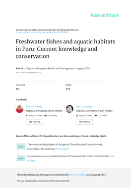 Freshwater Fishes and Aquatic Habitats in Peru: Current Knowledge and Conservation