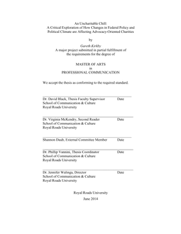 An Uncharitable Chill: a Critical Exploration of How Changes in Federal Policy and Political Climate Are Affecting Advocacy-Oriented Charities