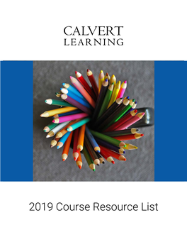 2019 Course Resource List Table of Contents