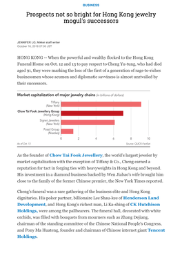 Prospects Not So Bright for Hong Kong Jewelry Mogul's Successors