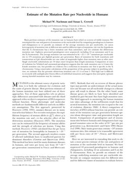 Estimate of the Mutation Rate Per Nucleotide in Humans