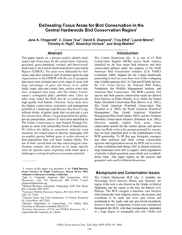 Delineating Focus Areas for Bird Conservation in the Central Hardwoods Bird Conservation Region1