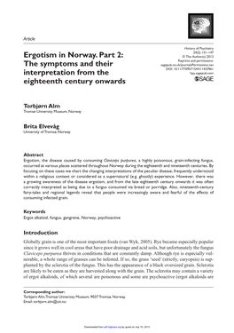 Ergotism in Norway. Part 2: the Symptoms and Their Interpretation