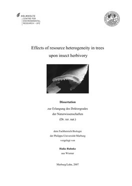 Effects of Resource Heterogeneity in Trees Upon Insect Herbivory