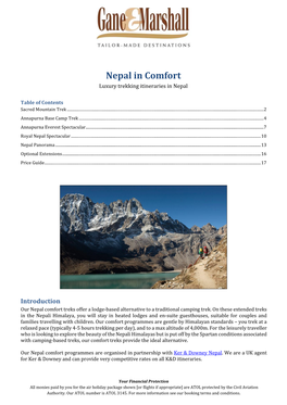 Nepal Luxury Trekking Itineraries