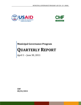 Municipal Governance Program QUARTERLY REPORT