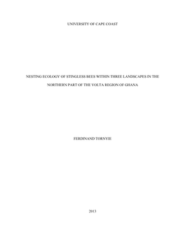 University of Cape Coast Nesting Ecology Of