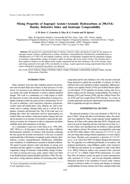 Mixing Properties of Isopropyl Acetate+Aromatic Hydrocarbons at 298.15 K: Density, Refractive Index and Isentropic Compressibility