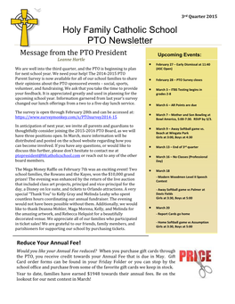 Holy Family Catholic School PTO Newsletter