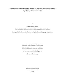 Equitable Access to Higher Education in Chile: an Analysis of Special-Access Students’ Reported Experiences at University