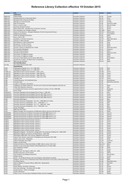 Reference Library Collection Effective 19 October 2015