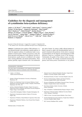 Guidelines for the Diagnosis and Manage...Cystathionine Beta
