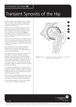 Transient Synovitis of the Hip