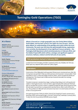 Tomingley Gold Operations (TGO)