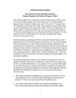 Protection of Tlingit Sites, Human Remains