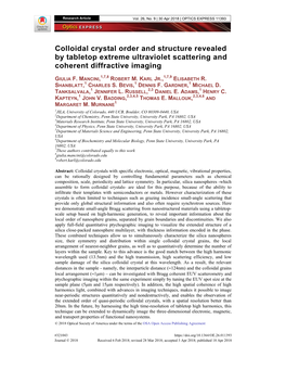 Colloidal Crystal Order and Structure Revealed by Tabletop Extreme Ultraviolet Scattering and Coherent Diffractive Imaging