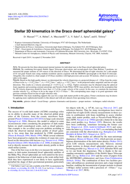 Stellar 3D Kinematics in the Draco Dwarf Spheroidal Galaxy? D