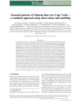 Seasonal Patterns of Saharan Dust Over Cape Verde Б a Combined Approach Using Observations and Modelling