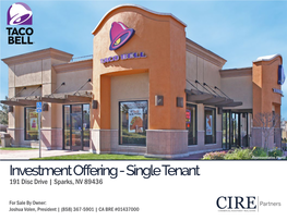 Investment Offering - Single Tenant 191 Disc Drive | Sparks, NV 89436