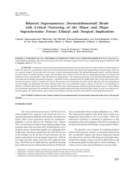 Bilateral Supernumerary Sternocleidomastoid Heads with Critical Narrowing of the Minor and Major Supraclavicular Fossae: Clinical and Surgical Implications