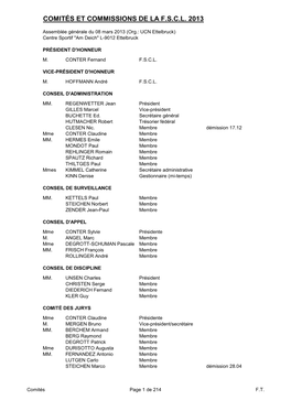 Comités Et Commissions De La F.S.C.L. 2013