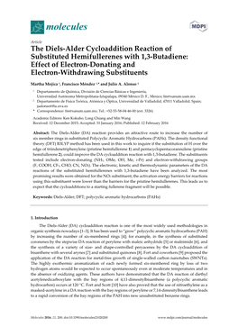 The Diels-Alder Cycloaddition Reaction of Substituted Hemifullerenes with 1,3-Butadiene: Effect of Electron-Donating and Electron-Withdrawing Substituents