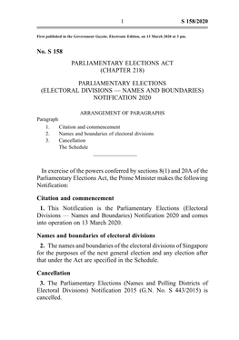 GAZETTE Names and Boundaries of Electoral Divisions