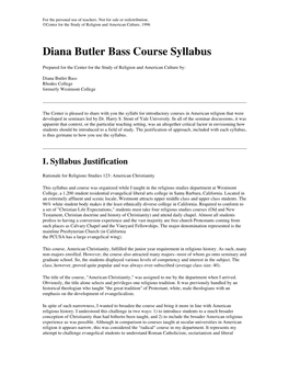 Diana Butler Bass Course Syllabus