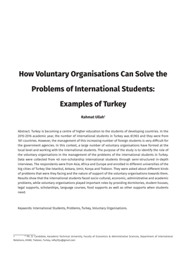 How Voluntary Organisations Can Solve the Problems of International Students: Examples of Turkey