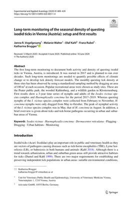 Long-Term Monitoring of the Seasonal Density of Questing