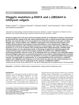 Filaggrin Mutations P.R501X and C.2282Del4 in Ichthyosis Vulgaris