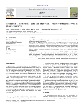 Interleukin-6, Interleukin-1 Beta and Interleukin-1 Receptor Antagonist Levels In