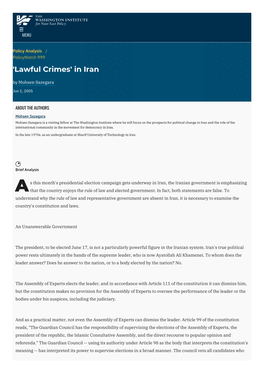 'Lawful Crimes' in Iran | the Washington Institute