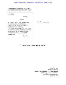 Complaint and Jury Demand Boies Schiller Flexner