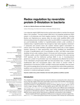 Redox Regulation by Reversible Protein S-Thiolation in Bacteria