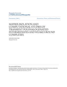 Matrix-Isolation and Computational Studies of Transient Polyhalogenated Intermediates and Weakly-Bound Complexes