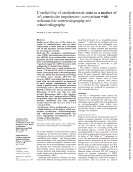 Unreliability of Cardiothoracic Ratio As a Marker of Left Ventricular Impairment