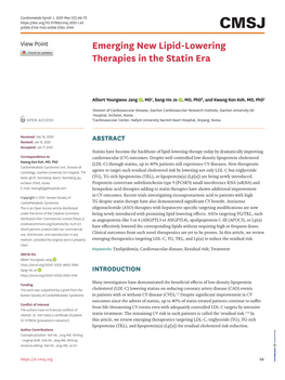 Emerging New Lipid-Lowering Therapies in the Statin Era