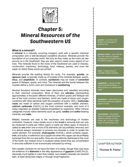 Chapter 5: Mineral Resources of the Southwestern US