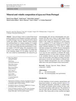 Mineral and Volatile Composition of Água-Mel from Portugal