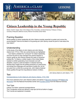 Citizen Leadership in the Young Republic