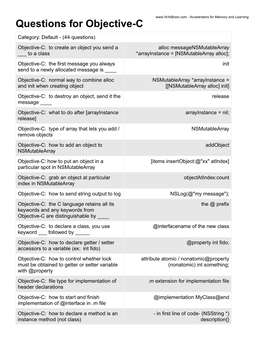 Questions for Objective-C