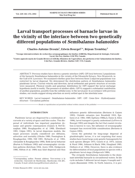 Larval Transport Processes of Barnacle Larvae in the Vicinity of the Interface Between Two Genetically Different Populations of Semibalanus Balanoides