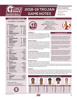 2018-19 Trojan Game Notes