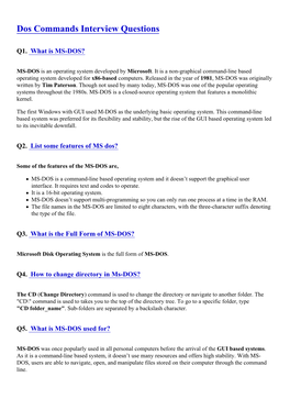 Dos Commands Interview Questions