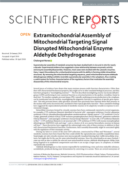 Extramitochondrial Assembly of Mitochondrial Targeting Signal