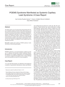POEMS Syndrome Manifested As Systemic Capillary Leak Syndrome: a Case Report